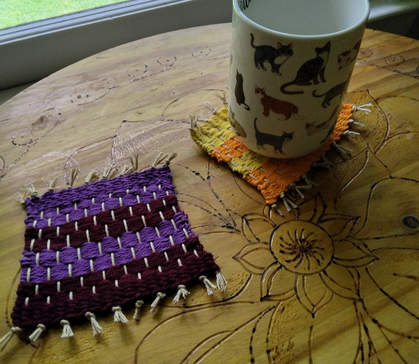 Striped Woven Mug Rug Coasters (4 pack)