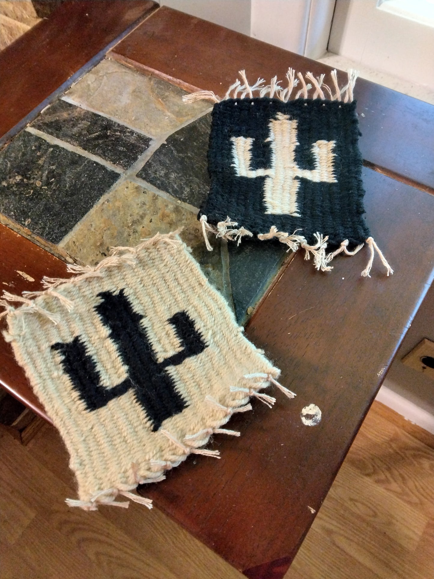 Simple Hand Woven Cactus Mug Rug Coasters (4 pack)